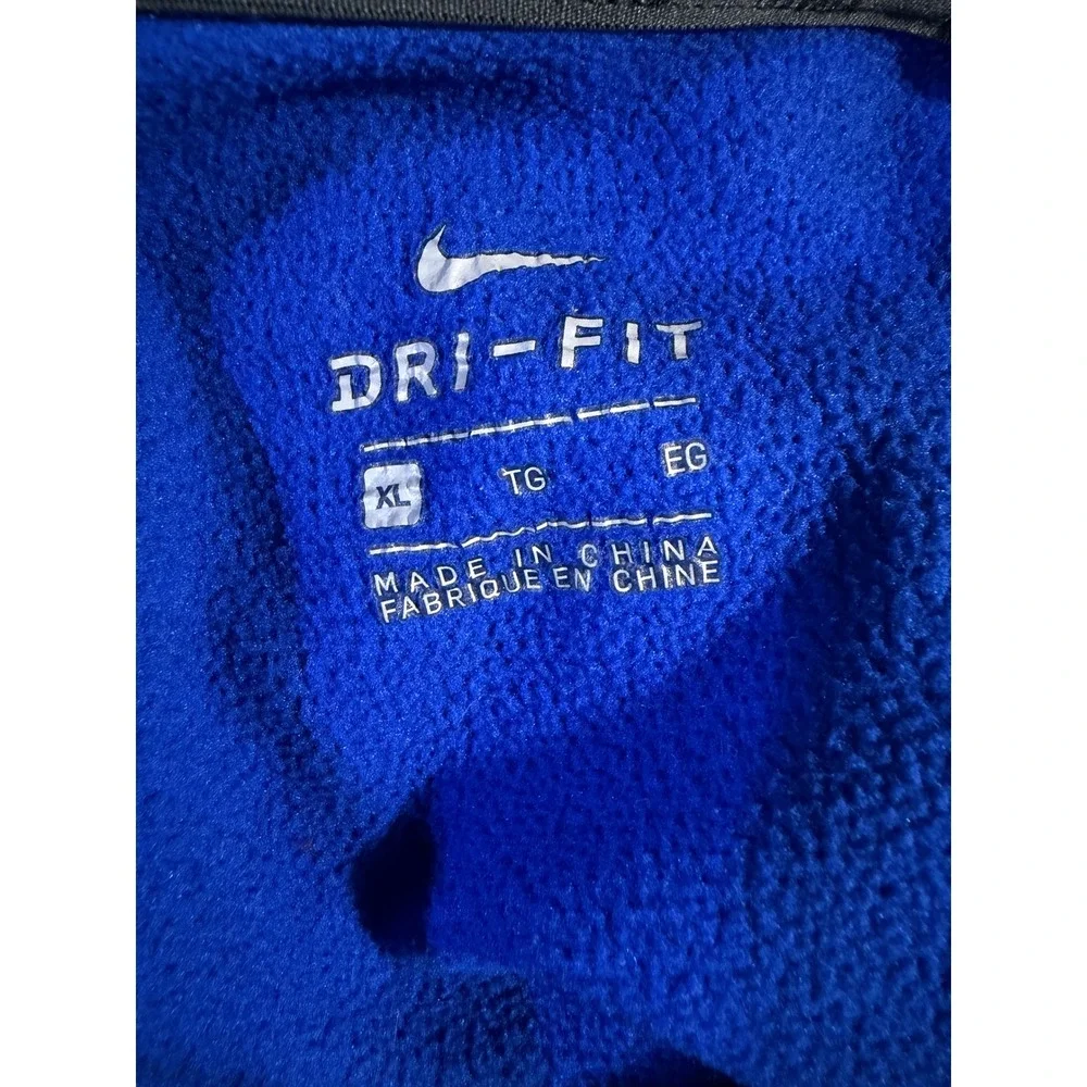 Nike Dri-FIT Pullover Hoodie Kids XL Blue Black Swoosh Logo Athletic Sweatshirt